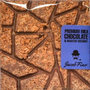 Chocolate con leche artesanal y coco tostado 40% cacao de Ghana