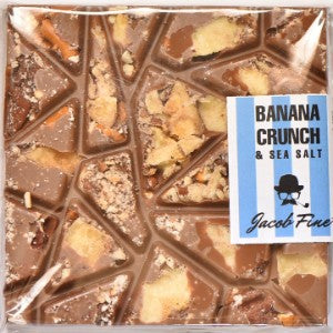 Banana Crunch Chocolate con Leche Premium Salado con Pretzels de Banana Pecan y Sal Marina